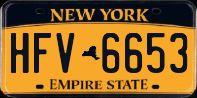 NY license plate HFV6653