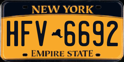 NY license plate HFV6692