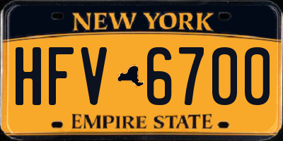 NY license plate HFV6700