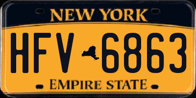 NY license plate HFV6863