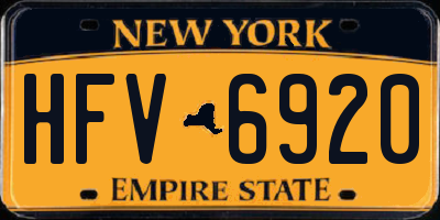 NY license plate HFV6920