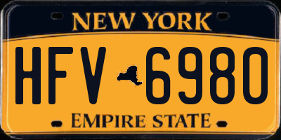 NY license plate HFV6980