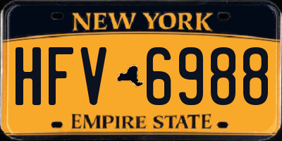NY license plate HFV6988