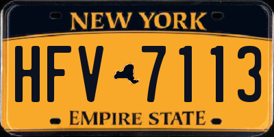 NY license plate HFV7113
