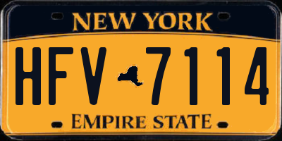 NY license plate HFV7114