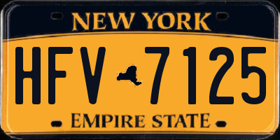 NY license plate HFV7125