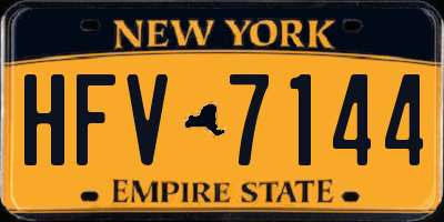 NY license plate HFV7144
