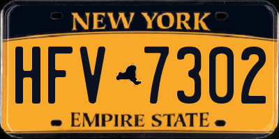 NY license plate HFV7302