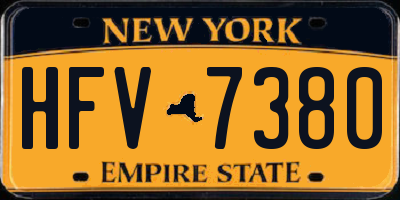 NY license plate HFV7380