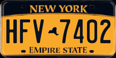 NY license plate HFV7402