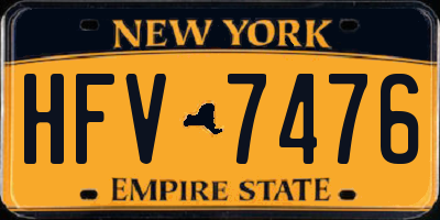 NY license plate HFV7476