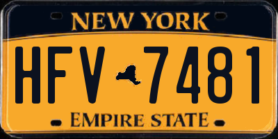 NY license plate HFV7481