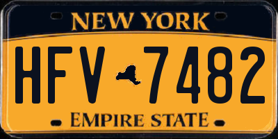 NY license plate HFV7482
