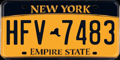 NY license plate HFV7483
