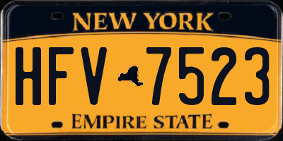 NY license plate HFV7523