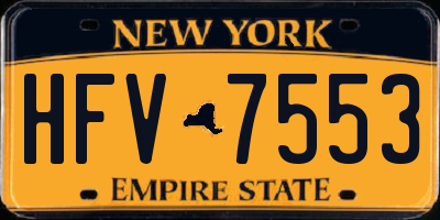 NY license plate HFV7553