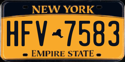NY license plate HFV7583