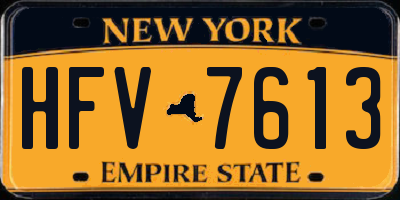 NY license plate HFV7613
