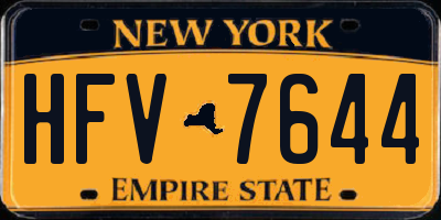 NY license plate HFV7644