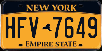 NY license plate HFV7649