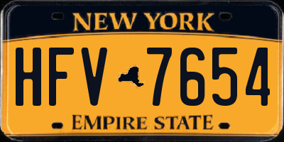 NY license plate HFV7654