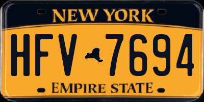NY license plate HFV7694