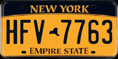 NY license plate HFV7763