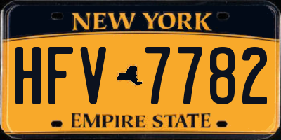 NY license plate HFV7782