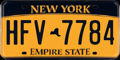 NY license plate HFV7784