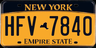 NY license plate HFV7840
