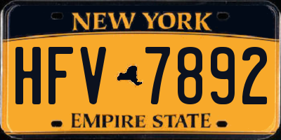NY license plate HFV7892