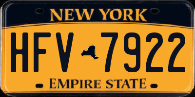 NY license plate HFV7922