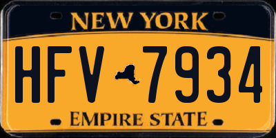 NY license plate HFV7934
