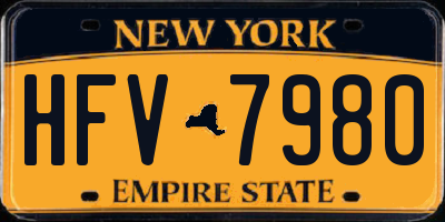 NY license plate HFV7980