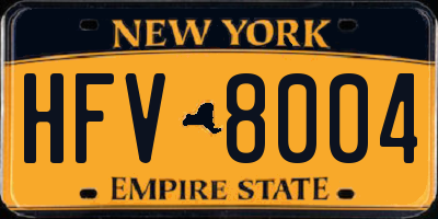 NY license plate HFV8004