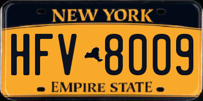 NY license plate HFV8009