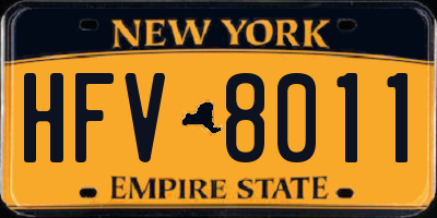 NY license plate HFV8011