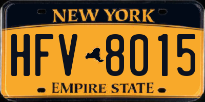 NY license plate HFV8015
