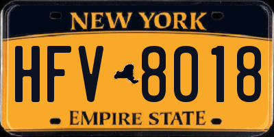 NY license plate HFV8018
