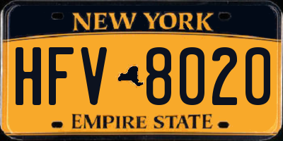NY license plate HFV8020