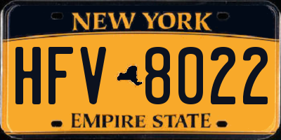 NY license plate HFV8022