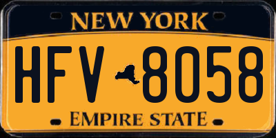 NY license plate HFV8058