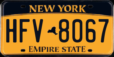 NY license plate HFV8067