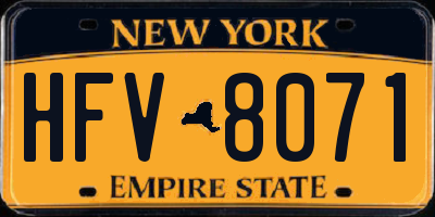 NY license plate HFV8071