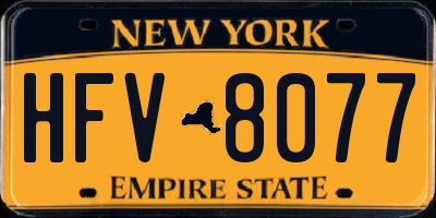 NY license plate HFV8077