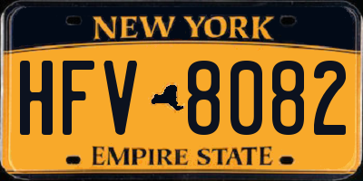 NY license plate HFV8082