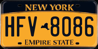 NY license plate HFV8086