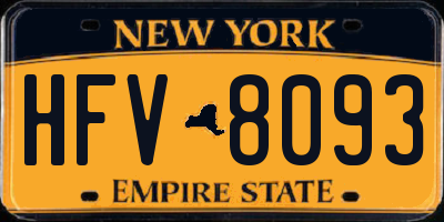 NY license plate HFV8093