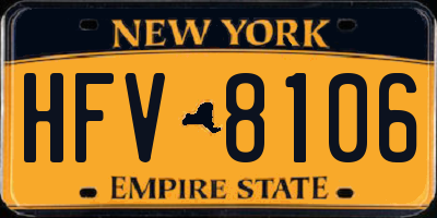NY license plate HFV8106