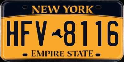 NY license plate HFV8116